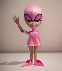 a 3d model of a pink doll