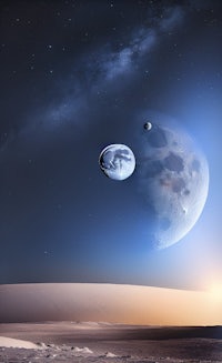 an image of a moon and a planet in space