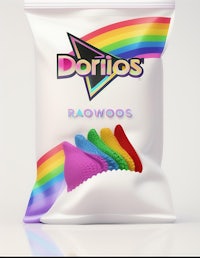 a bag of doritos rawwoods on a white surface