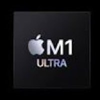the apple m1 ultra logo on a black background