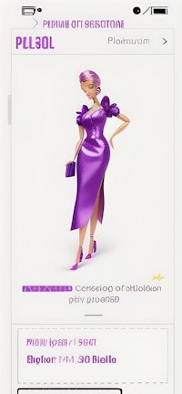 a purple dress is displayed on a mobile phone