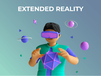 an image of a man holding a vr headset with the words extended reality