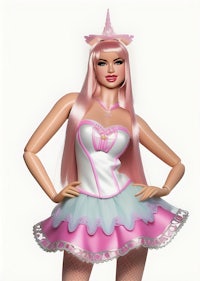 a barbie doll in a unicorn costume