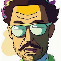 a cartoon of a man with glasses and a beard