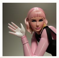 a 3d model of a woman with pink hair