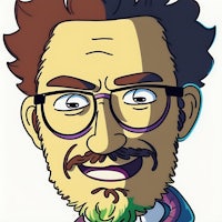 a cartoon of a man with glasses and a beard