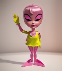 a 3d model of a pink and yellow toy