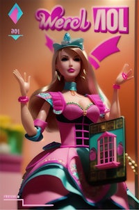 a barbie doll in a pink dress