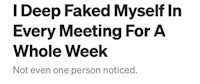 deep faked myself in every meeting for a whole week no one noticed